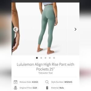 Lululemon Align pockets Leggings in Teal